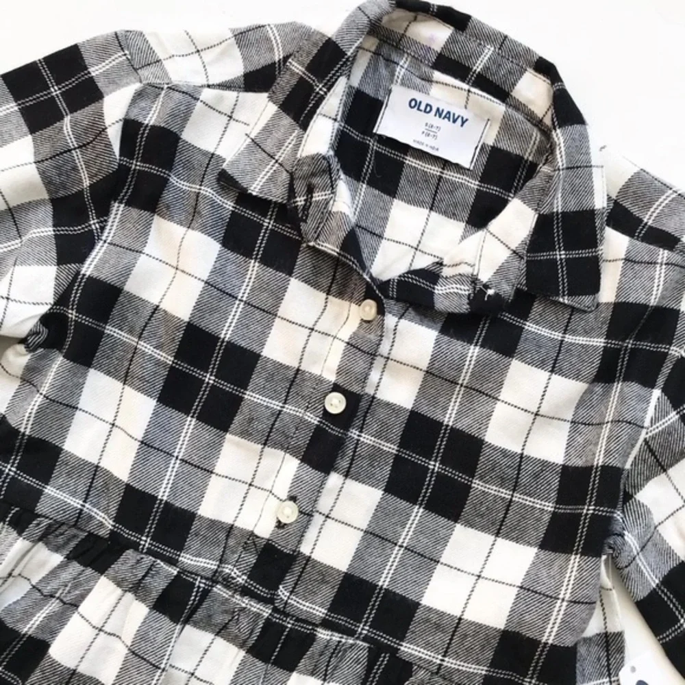 Old Navy NWT black/white plaid shirt dress S(6/7Y)